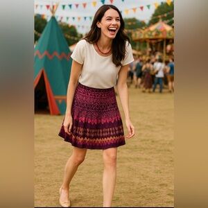 H&M boho summer skirt, colorful geometric pattern 💞